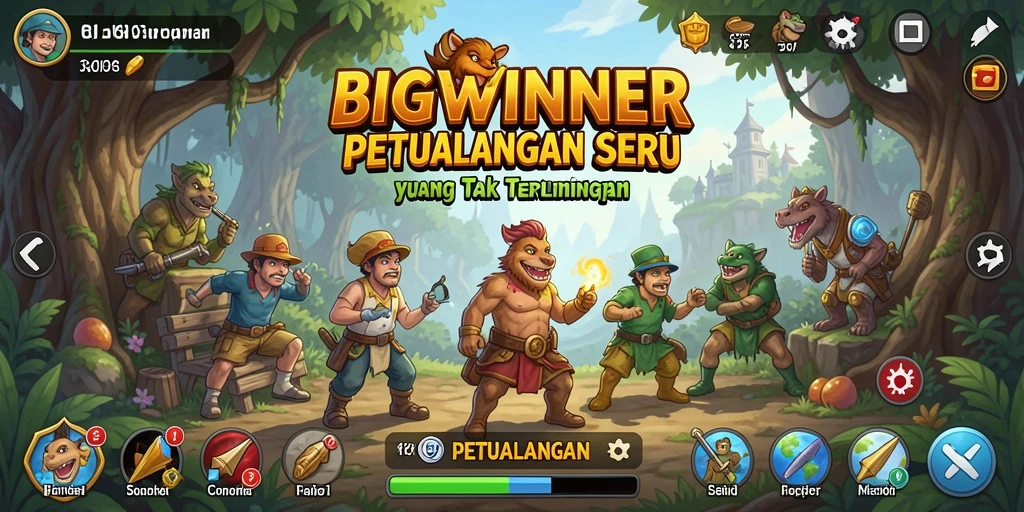 Tampilan antarmuka menarik dalam permainan petualangan BIGWINNER.