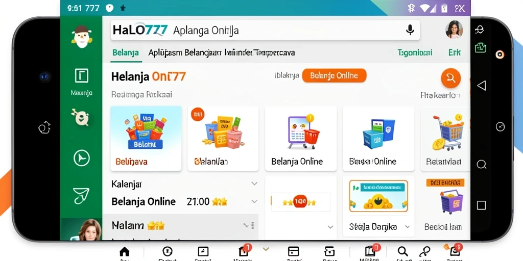 Tampilan antarmuka pengguna aplikasi HALO777 untuk Belanja Online.