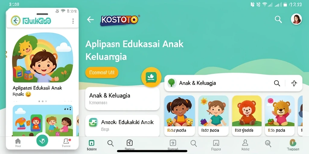 Tampilan antarmuka KOSTOTO yang interaktif dan ramah anak.