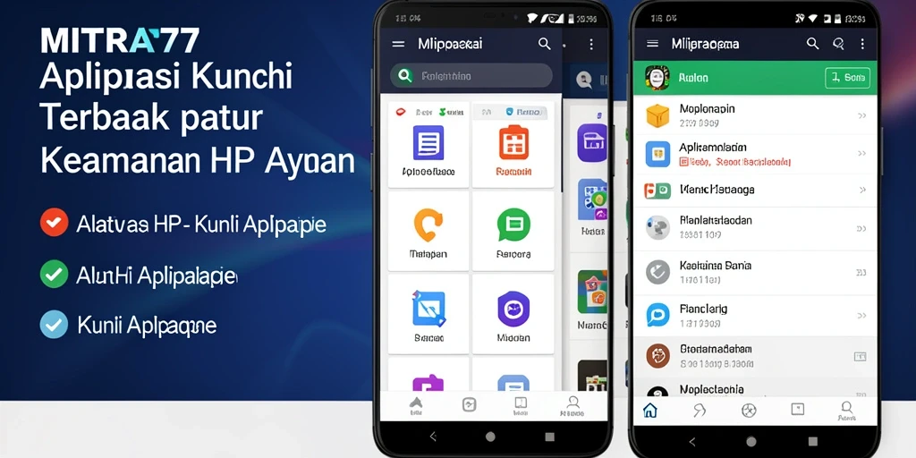 Antarmuka aplikasi MITRA77 menampilkan fitur kunci aplikasi yang responsif.