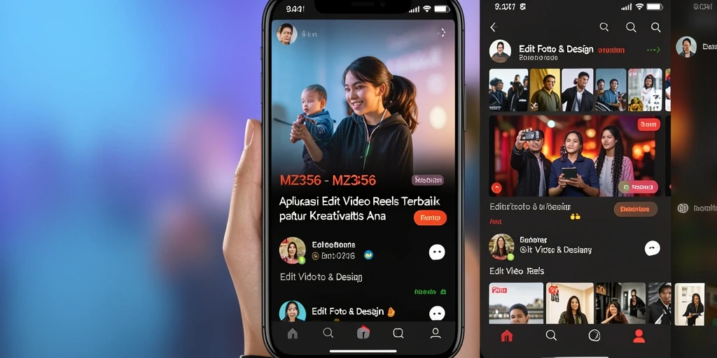 Tampilan antarmuka MZ356 untuk editing video reels yang intuitif dan menarik.