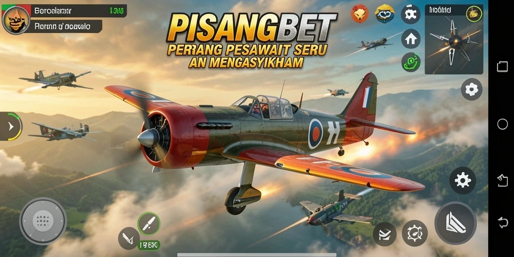 Antarmuka permainan PISANGBET yang penuh aksi dalam Perang Pesawat.