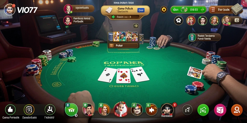 Antarmuka menarik dari permainan poker VIO77 yang penuh strategi.