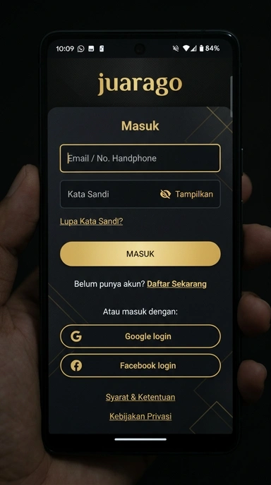 Masuk Akun Juarago untuk Pengguna Android
