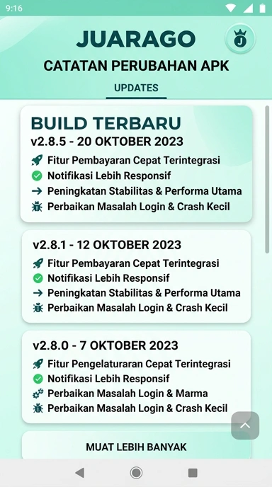 Riwayat Versi Aplikasi juarago untuk Android